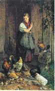 Hans Thoma Huhnerfutterung painting